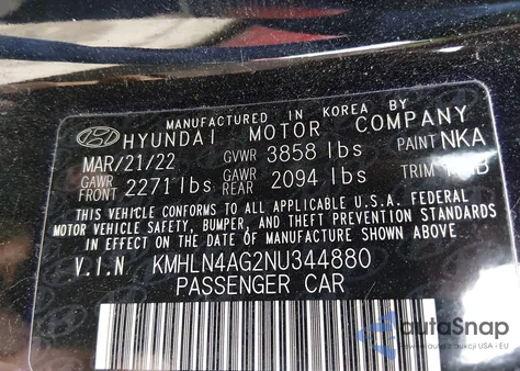 2022 Hyundai Elantra Sel from USA, damaged, VIN KMHLN4AG2NU344880
